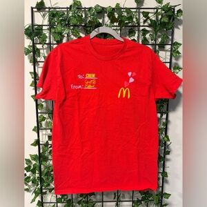 Cardi B & Offset McDonald's Red Tee with Yellow Arches and Pink Hearts